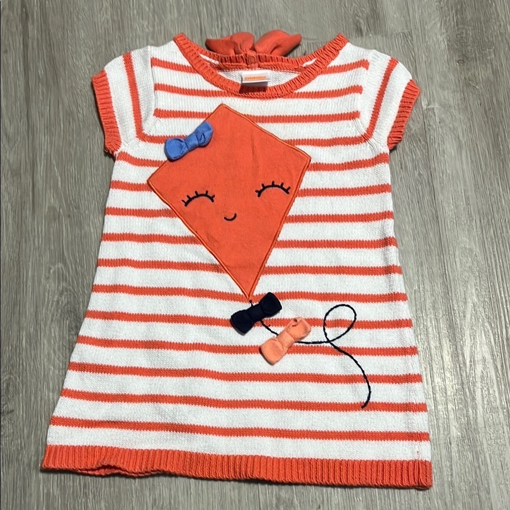 Gymboree Striped Orange and White Kite Kids Top 12-18M